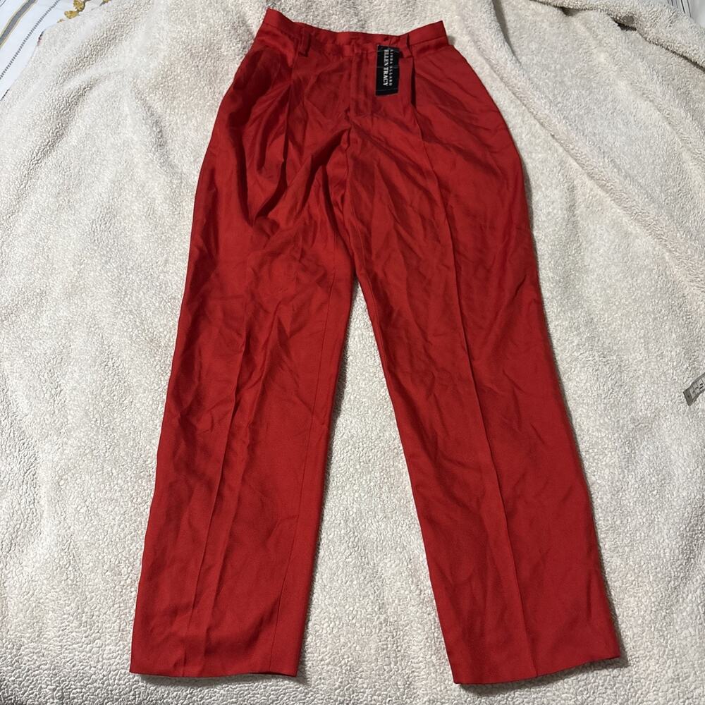 Linda Allard Ellen Tracy 100% Silk NWT Pleated Red Dress Slacks, Size 6